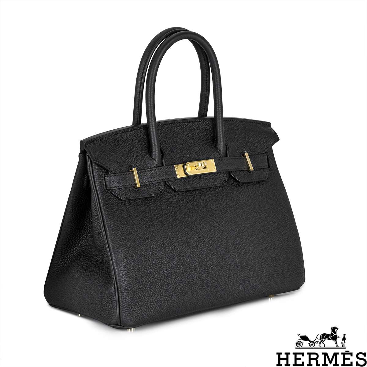 BNIB NEW AUTHENTIC HERMES BIRKIN 30cm BLACK NOIR TOGO LEATHER GHW